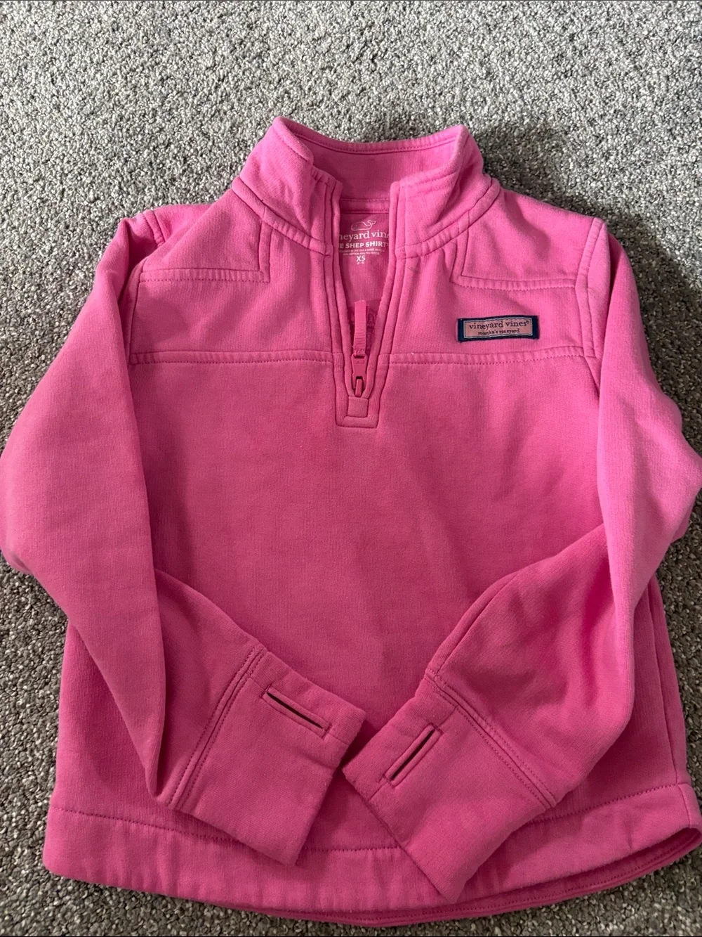 Vineyard Vines Girls' Hot Pink Quarter-Zip Shep Shirt